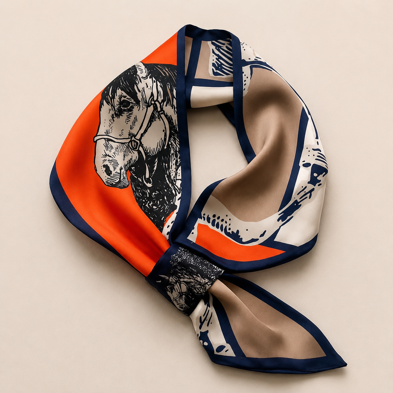 Equestrian horse print skinny scarf for women
