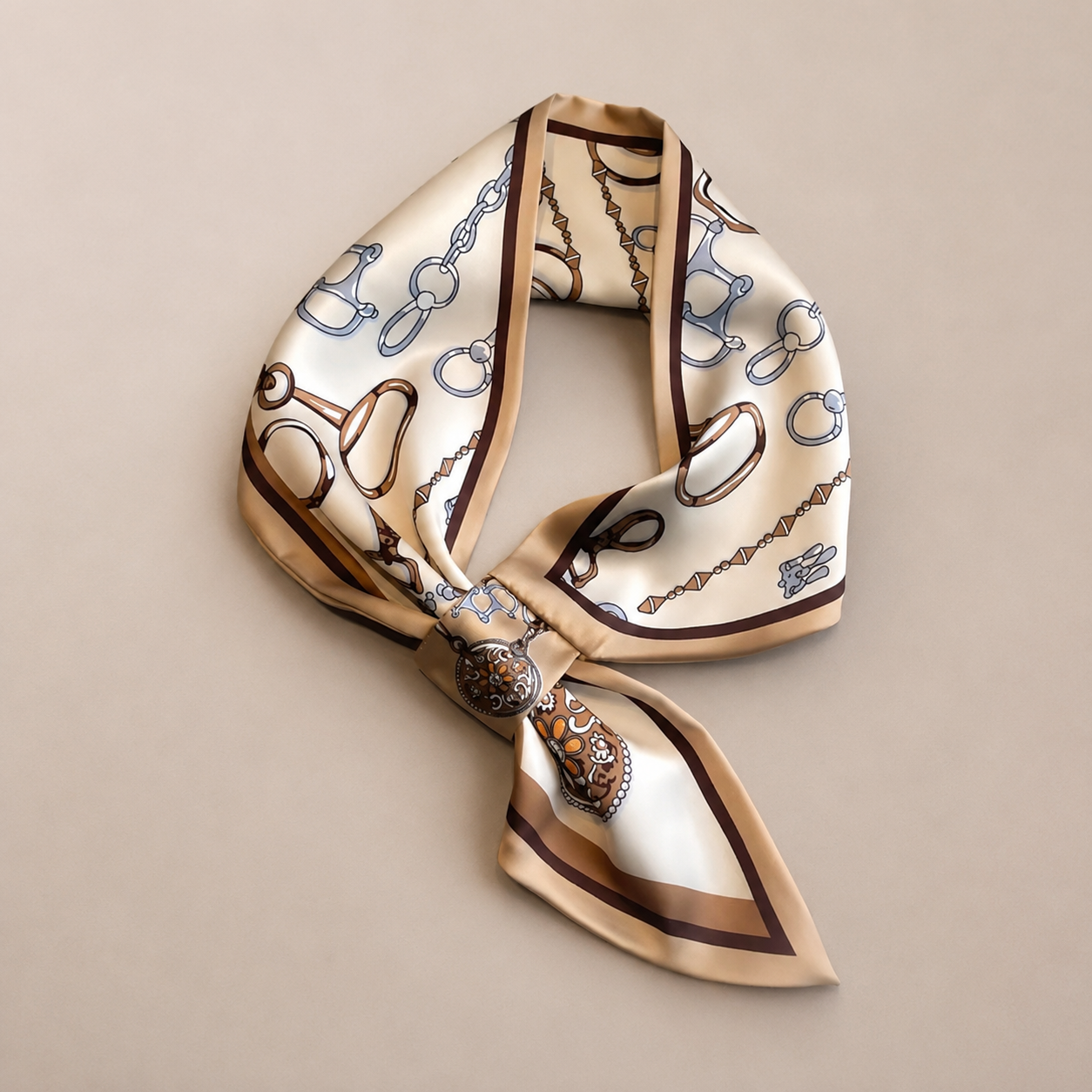 Equestrian skinny scarf with horse motif