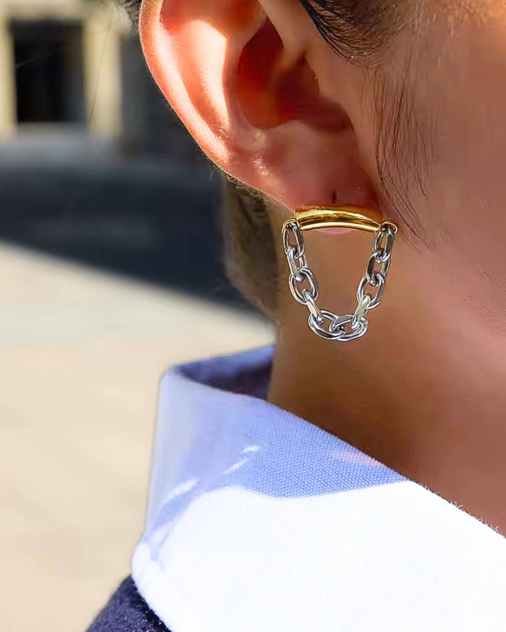 The Mixed Metal Chain Earrings