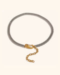 Mixed metal Cuban chain necklace in silver with gold lobster clasp