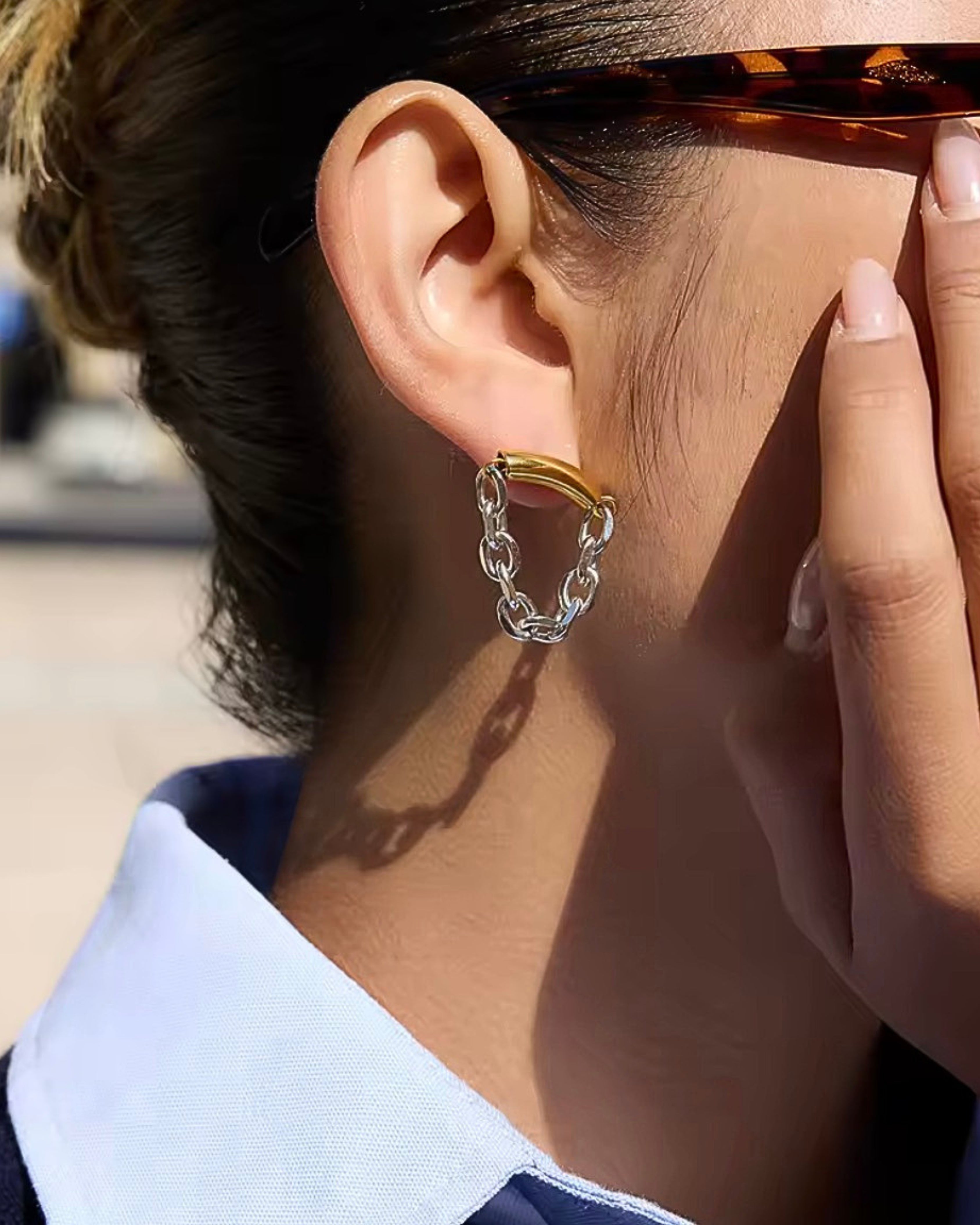 The Mixed Metal Chain Earrings