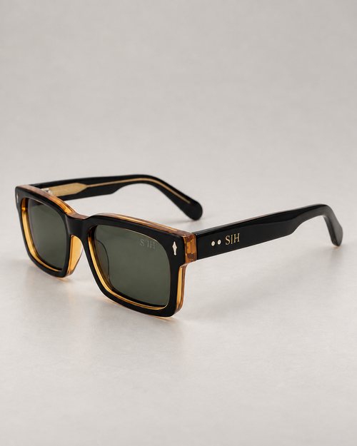 Black and cognac acetate frame of Saddle House Classic polarized sunglasses